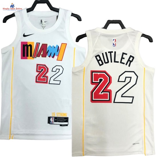 Acquista Maglia NBA Nike Miami Heat #22 Jimmy Butler Bianco Città 2023-24