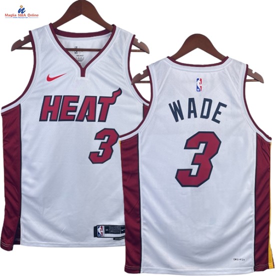 Acquista Maglia NBA Nike Miami Heat #3 Dwyane Wade Bianco Association 2023-24