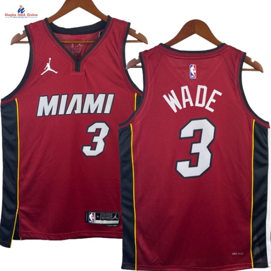 Acquista Maglia NBA Nike Miami Heat #3 Dwyane Wade Borgogna Statement 2023-24
