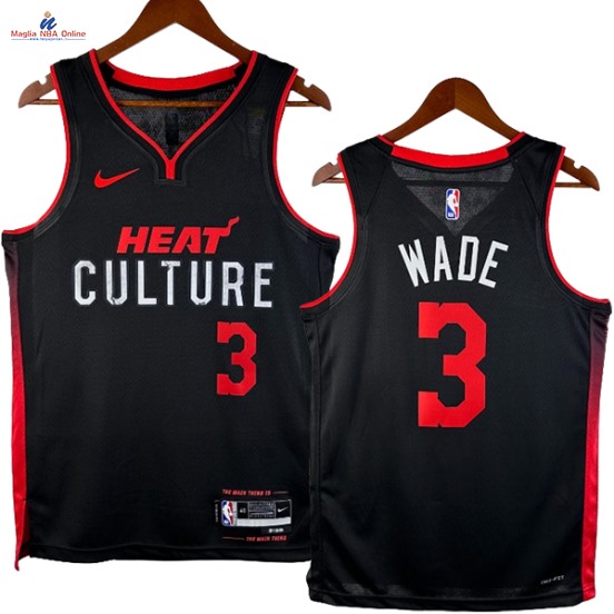 Acquista Maglia NBA Nike Miami Heat #3 Dwyane Wade Nero Città 2024-25