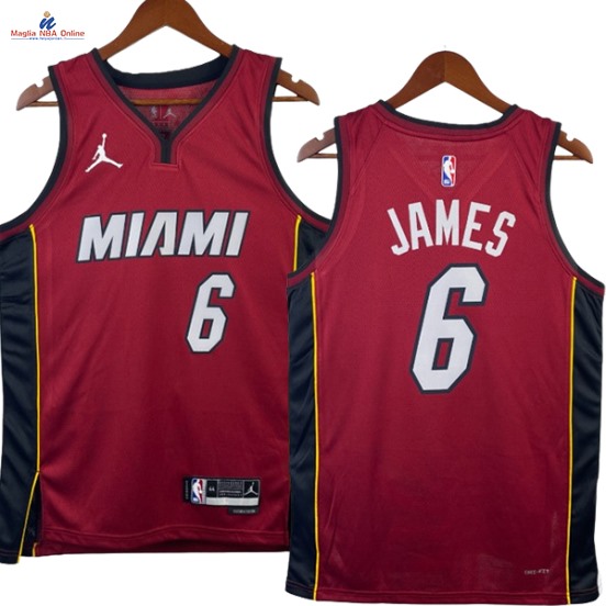 Acquista Maglia NBA Nike Miami Heat #6 LeBron James Borgogna Statement 2023-24