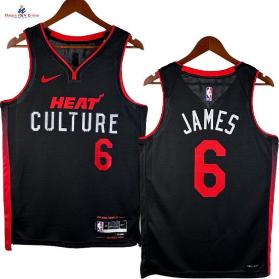 Acquista Maglia NBA Nike Miami Heat #6 LeBron James Nero Città 2024-25