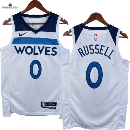 Acquista Maglia NBA Nike Minnesota Timberwolves #0 D'angelo Russell Bianco Association 2023-24