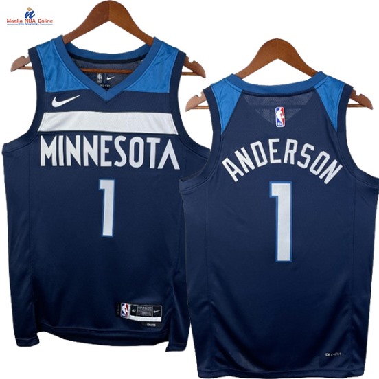 Acquista Maglia NBA Nike Minnesota Timberwolves #1 Kyle Anderson Marino Blu Icon 2023-24
