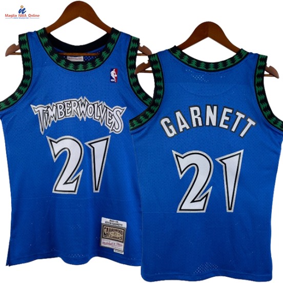 Acquista Maglia NBA Nike Minnesota Timberwolves #21 Kevin Garnett Blu Hardwood Classics 2003-04