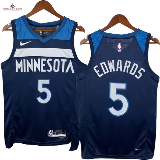Acquista Maglia NBA Nike Minnesota Timberwolves #5 Anthony Edwards Marino Blu Icon 2023-24