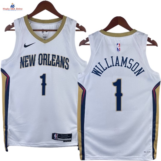 Acquista Maglia NBA Nike New Orleans Pelicans #1 Zion Williamson Bianco Association 2023-24