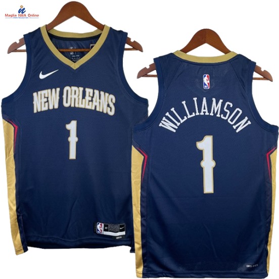 Acquista Maglia NBA Nike New Orleans Pelicans #1 Zion Williamson Blu Marino Icon 2023-24