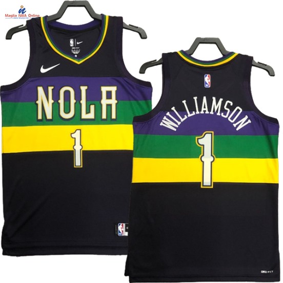 Acquista Maglia NBA Nike New Orleans Pelicans #1 Zion Williamson Nero Città 2023-24