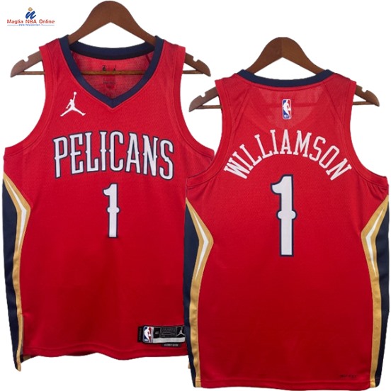 Acquista Maglia NBA Nike New Orleans Pelicans #1 Zion Williamson Rosso Statement 2023-24