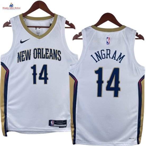 Acquista Maglia NBA Nike New Orleans Pelicans #14 Brandon Ingram Bianco Association 2023-24