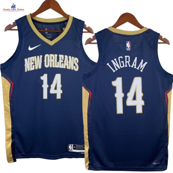 Acquista Maglia NBA Nike New Orleans Pelicans #14 Brandon Ingram Blu Marino Icon 2023-24