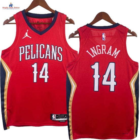 Acquista Maglia NBA Nike New Orleans Pelicans #14 Brandon Ingram Rosso Statement 2023-24