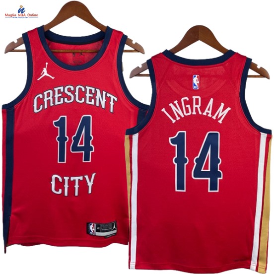 Acquista Maglia NBA Nike New Orleans Pelicans #14 Brandon Ingram Rosso Statement 2024-25