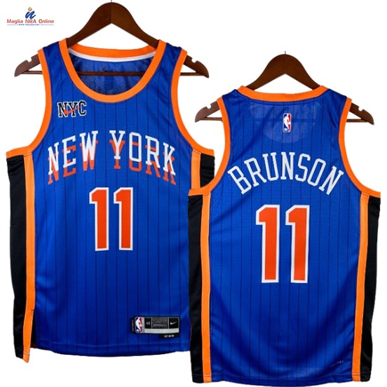 Acquista Maglia NBA Nike New York Knicks #11 Jalen Brunson Blu Città 2024-25