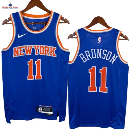 Acquista Maglia NBA Nike New York Knicks #11 Jalen Brunson Blu Icon 2023-24