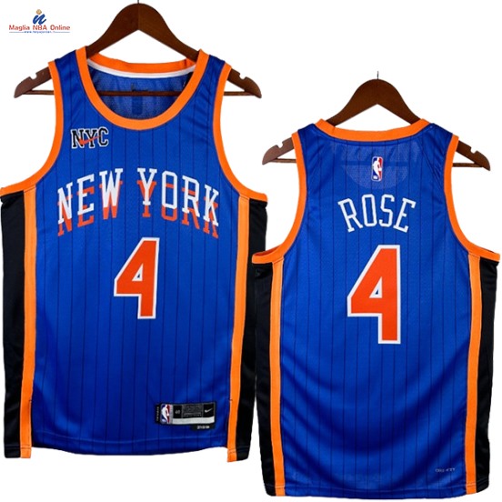Acquista Maglia NBA Nike New York Knicks #4 Derrick Rose Blu Città 2024-25