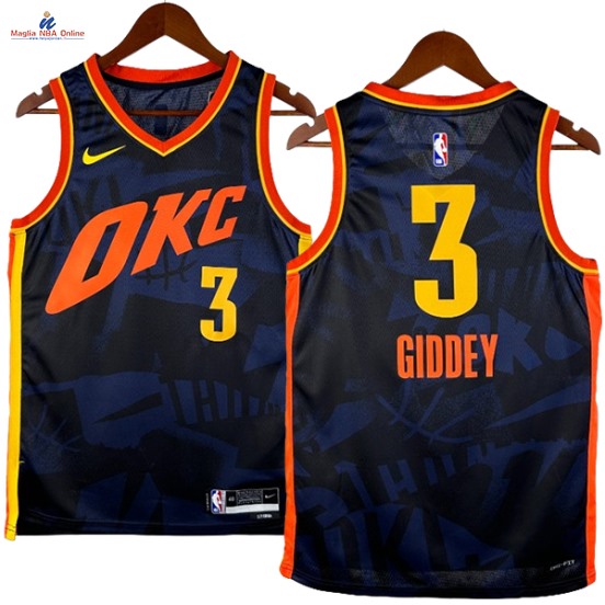 Acquista Maglia NBA Nike Oklahoma City Thunder #3 Josh Giddey Nero Arancia Città 2024-25