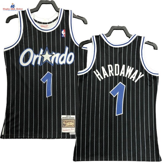 Acquista Maglia NBA Nike Orlando Magic #1 Anfernee Hardaway Nero Hardwood Classics 1994-95