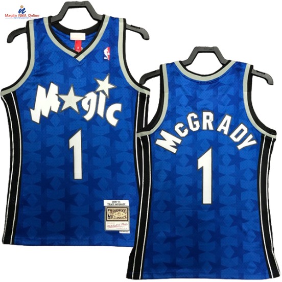 Acquista Maglia NBA Nike Orlando Magic #1 Tracy McGrady Blu Hardwood Classics 2000-01