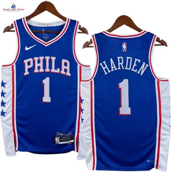Acquista Maglia NBA Nike Philadelphia Sixers #1 James Harden Blu Icon 2023-24