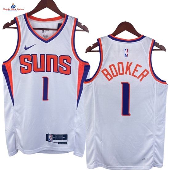 Acquista Maglia NBA Nike Phoenix Suns #1 Devin Booker Bianco Association 2023-24