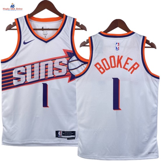 Acquista Maglia NBA Nike Phoenix Suns #1 Devin Booker Bianco Association 2024-25