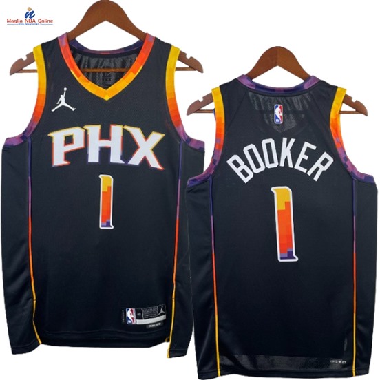 Acquista Maglia NBA Nike Phoenix Suns #1 Devin Booker Nero Statement 2023-24