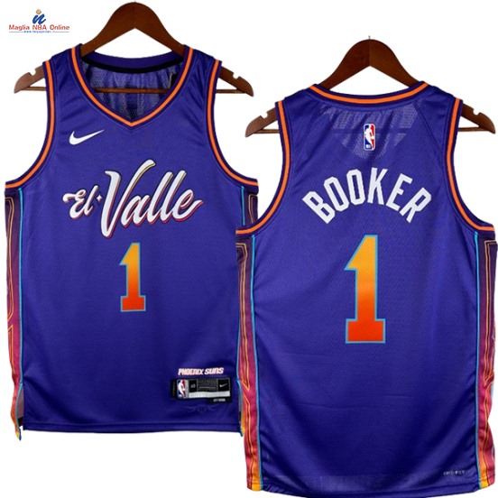 Acquista Maglia NBA Nike Phoenix Suns #1 Devin Booker Porpora Città 2024-25