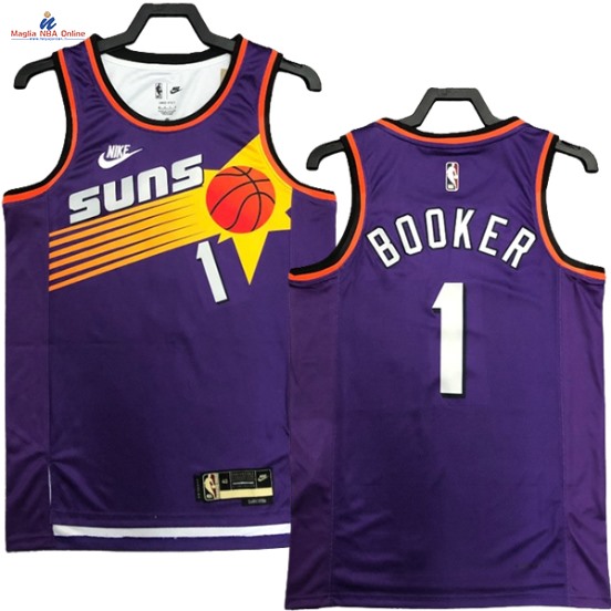 Acquista Maglia NBA Nike Phoenix Suns #1 Devin Booker Porpora Classic 2023-24