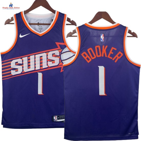 Acquista Maglia NBA Nike Phoenix Suns #1 Devin Booker Porpora Icon 2024-25