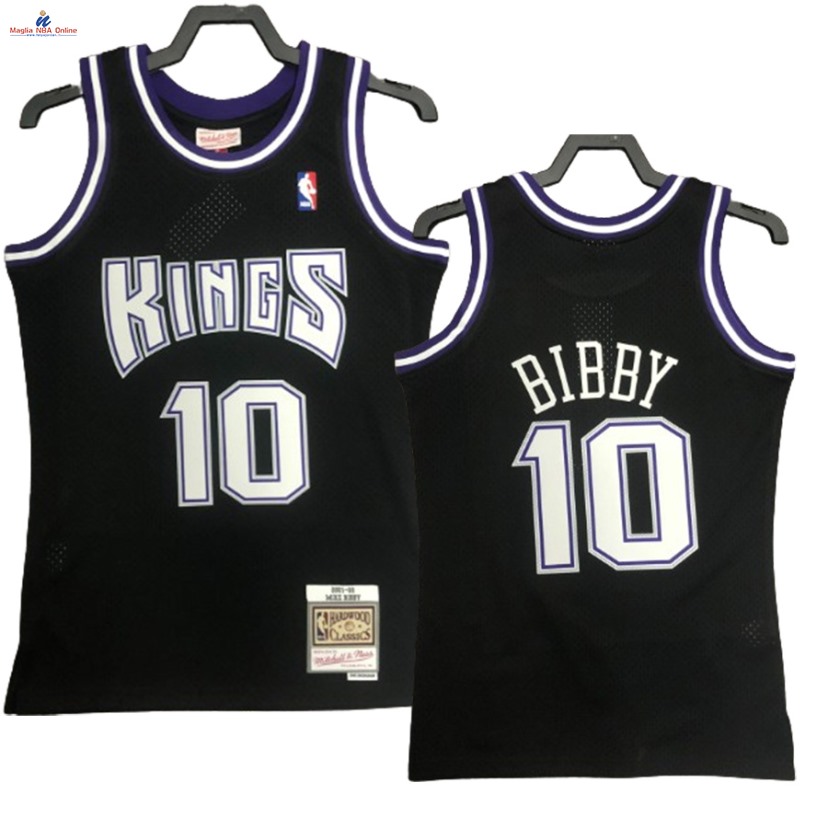 Acquista Maglia NBA Nike Sacramento Kings #10 Mike Bibby Nero Hardwood Classics 2001-02