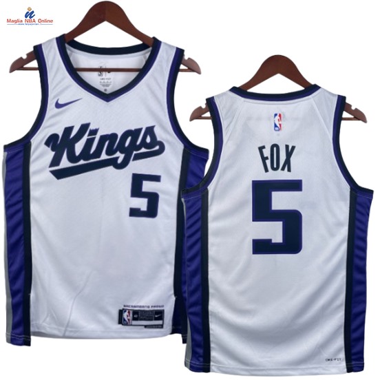 Acquista Maglia NBA Nike Sacramento Kings #5 De’Aaron Fox Bianco Association 2024-25