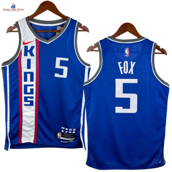 Acquista Maglia NBA Nike Sacramento Kings #5 De’Aaron Fox Blu Città 2024-25