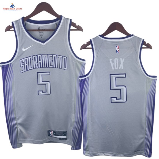 Acquista Maglia NBA Nike Sacramento Kings #5 De’Aaron Fox Grigio Città 2023-24