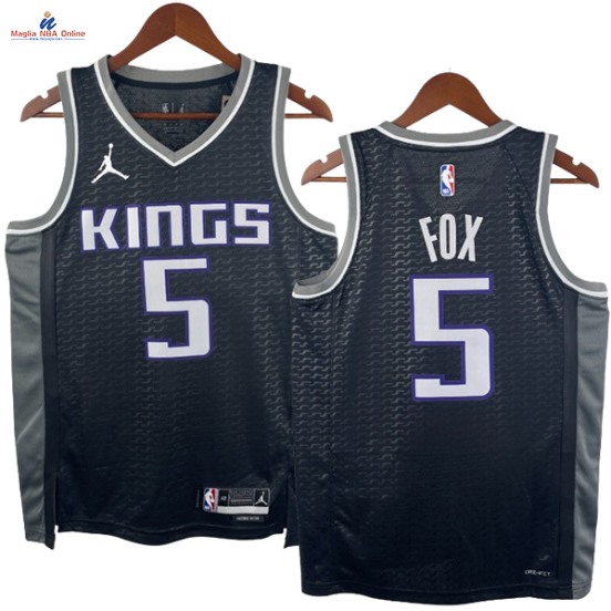 Acquista Maglia NBA Nike Sacramento Kings #5 De’Aaron Fox Nero Statement 2023-24