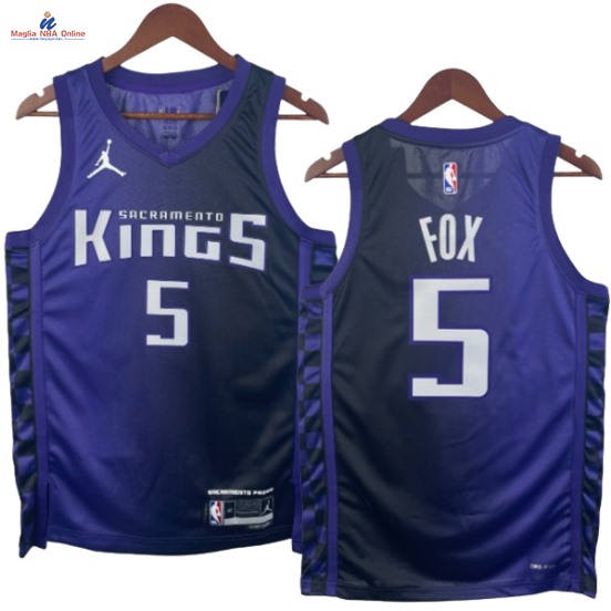 Acquista Maglia NBA Nike Sacramento Kings #5 De’Aaron Fox Porpora Statement 2024-25