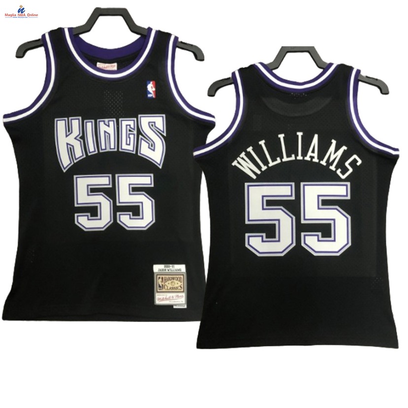 Acquista Maglia NBA Nike Sacramento Kings #55 Jason Williams Nero Hardwood Classics 2000-01