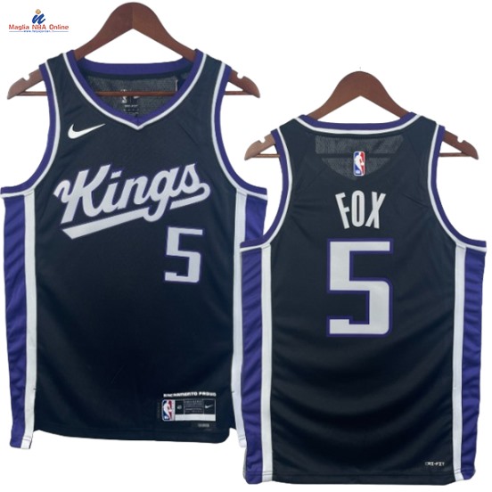 Acquista Maglia NBA Nike Sacramento Kings#5 De’Aaron Fox Nero Icon 2024-25
