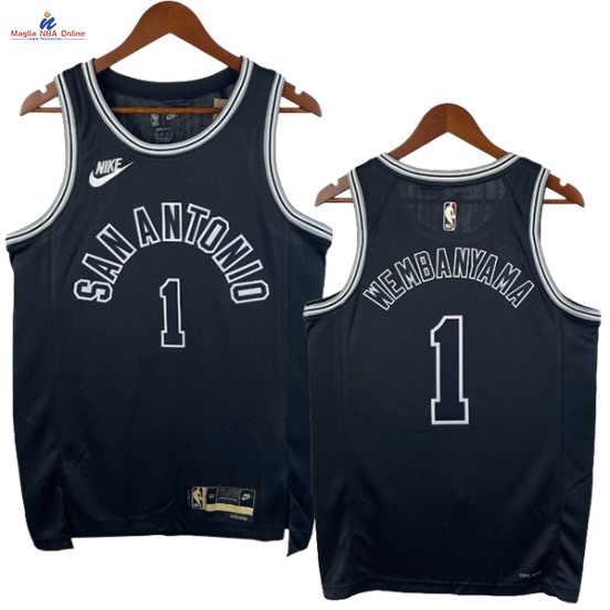 Acquista Maglia NBA Nike San Antonio Spurs #1 Victor Wembanyama Nero Classic 2023-24