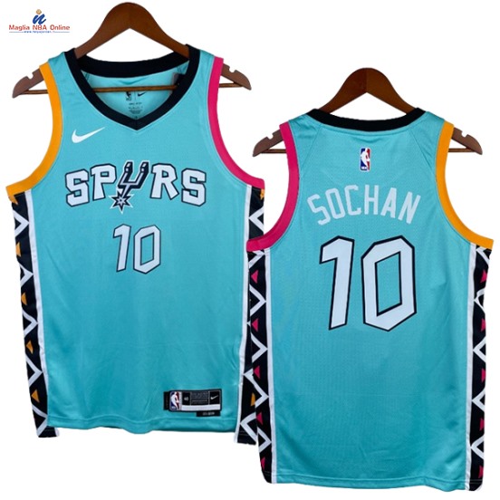Acquista Maglia NBA Nike San Antonio Spurs #10 Jeremy Sochan Verde Città 2023-24