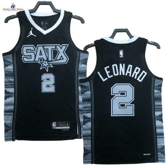 Acquista Maglia NBA Nike San Antonio Spurs #2 Kawhi Leonard Nero Statement 2023-24