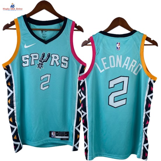 Acquista Maglia NBA Nike San Antonio Spurs #2 Kawhi Leonard Verde Città 2023-24