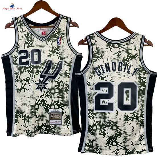 Acquista Maglia NBA Nike San Antonio Spurs #20 Manu Ginobili Camouflage Hardwood Classics 2013-14