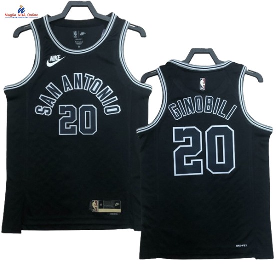 Acquista Maglia NBA Nike San Antonio Spurs #20 Manu Ginobili Nero Classic 2023-24