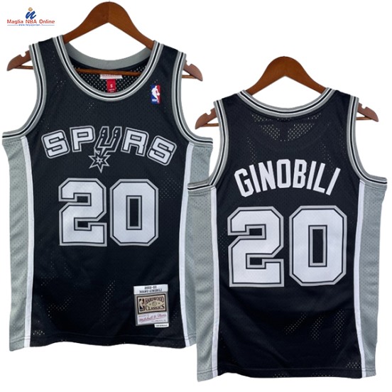 Acquista Maglia NBA Nike San Antonio Spurs #20 Manu Ginobili Nero Hardwood Classics 2002-03