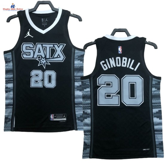 Acquista Maglia NBA Nike San Antonio Spurs #20 Manu Ginobili Nero Statement 2023-24