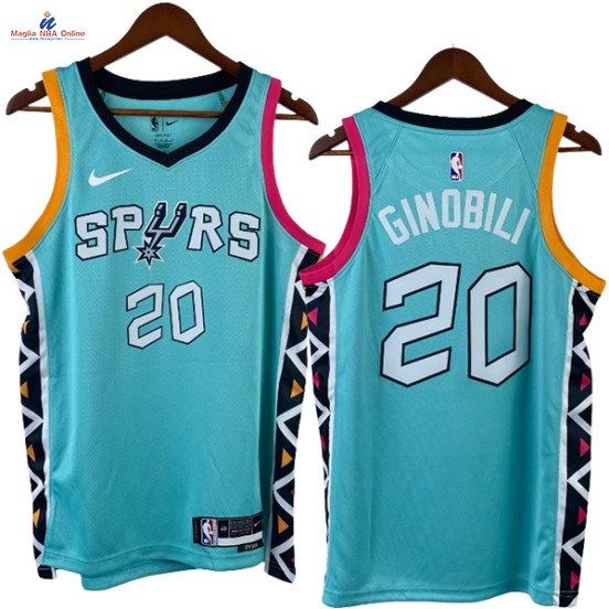 Acquista Maglia NBA Nike San Antonio Spurs #20 Manu Ginobili Verde Città 2023-24