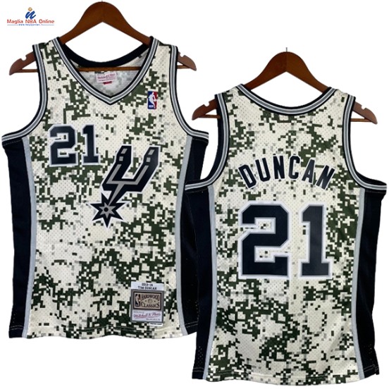 Acquista Maglia NBA Nike San Antonio Spurs #21 Tim Duncan Camouflage Hardwood Classics 2013-14