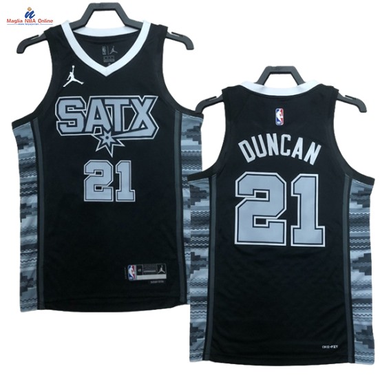 Acquista Maglia NBA Nike San Antonio Spurs #21 Tim Duncan Nero Statement 2023-24
